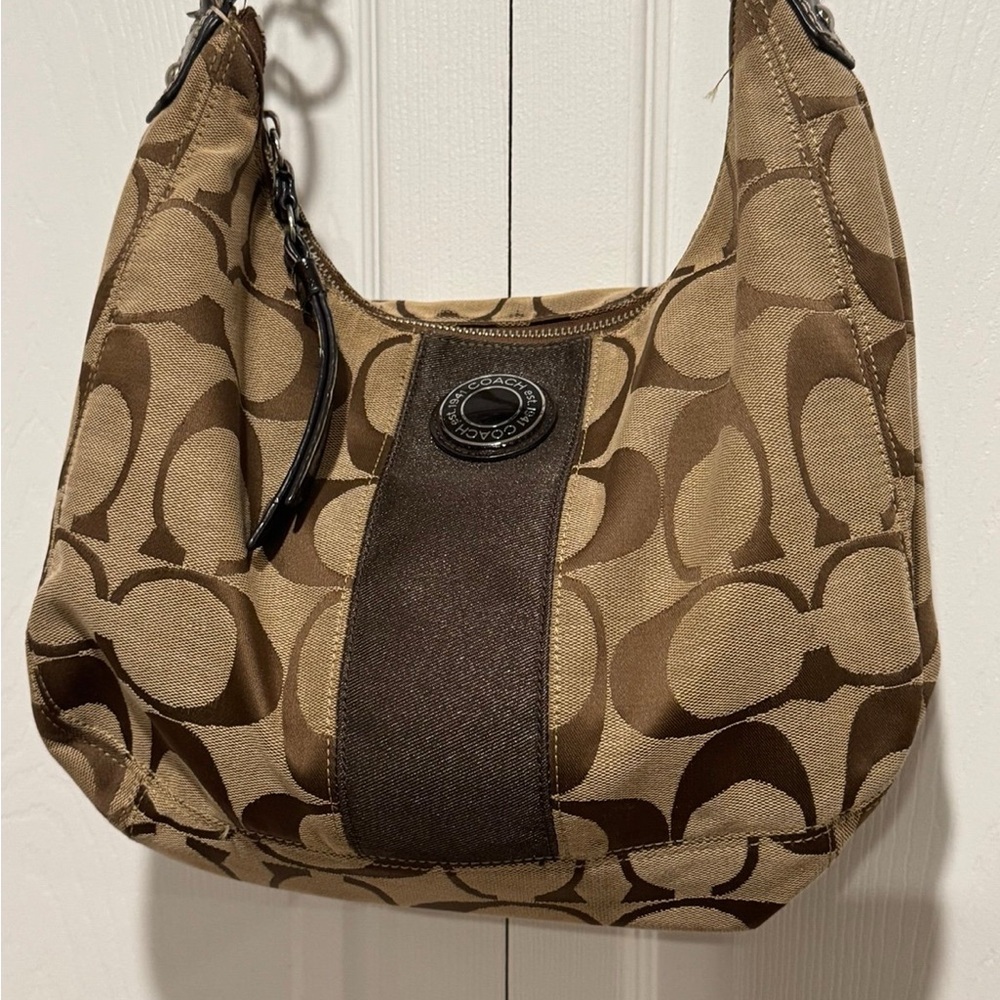Coach Vintage Y2K Tan and Brown Hobo Bag